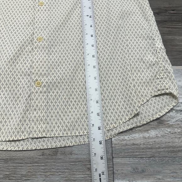 AllSaints Geometric Cream Black AOP Mens Medium Short Sleeve Button Shirt EUC - Picture 7 of 8